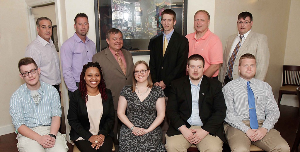 The 2015 team. First row seated from left to right: Matt Gromala, Nicole Negron, Dr. Jennifer Black, Assistant professor of history and government Misericordia University, Michael McDonnell, Jr., Cody Spriggs; second row: standing: Michael Lombardo, Mayor Jason Klush (Pittston), Dr. Thomas Botzman. president Misericordia University, Anthony Mancini, Ron Faraday, Dir. Greater Pittston Historical Society, Patrick Gallagher. Image copyright Misericordia University.