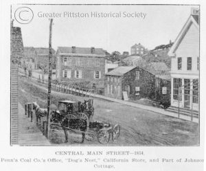 Main Street Pittston in 1854. Courtesy of the Greater Pittston Historical Society.