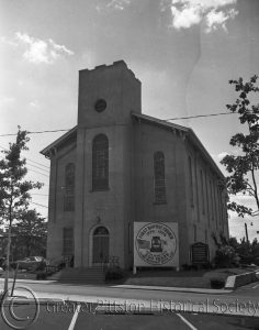 Bicentenial Photo of the First Baptist Church taken by a staff photographer of the Citizen's Voice in 1976.